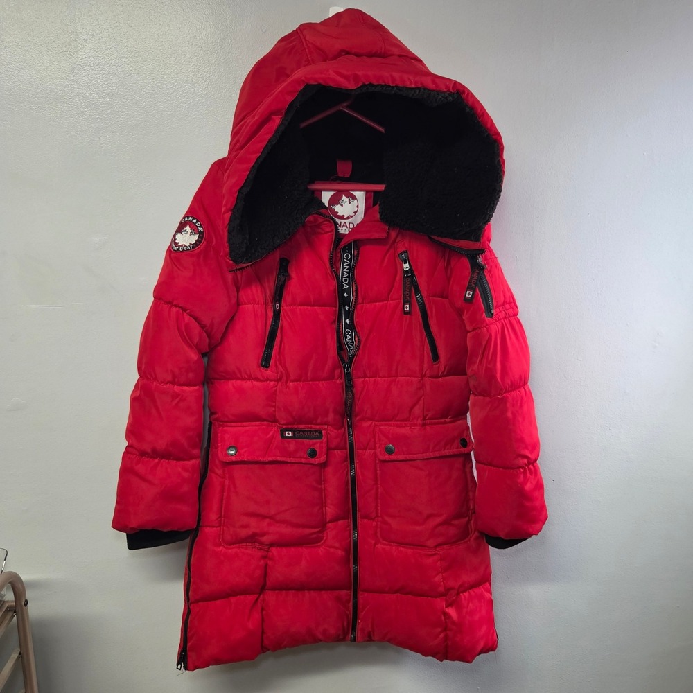 Canada Weather Gear Mens Red Heavyweight Winter Puffer Parka Jacket Medium